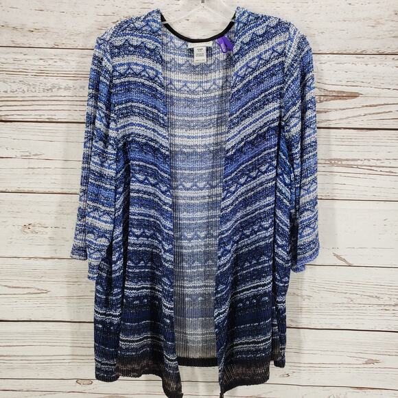 Catherines Women's Blue Knit Open Front Cardigan Size 1XWP - Picture 1 of 12